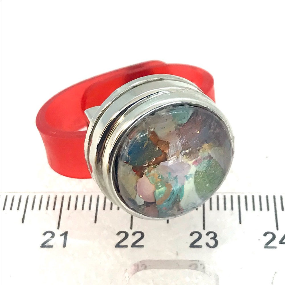 Snap ring 20mm handmade snap Red  silicone band Adjustable Sr20